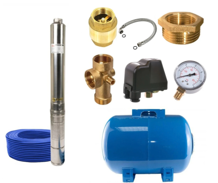 Pompe Adancime - Pachet Hidrofor Pompa submersibila, 1800W, 11 turbine, 8.0 m³/h, 30m cablu + bazin 50 L, 10 bar, accesorii, DDT Profesional