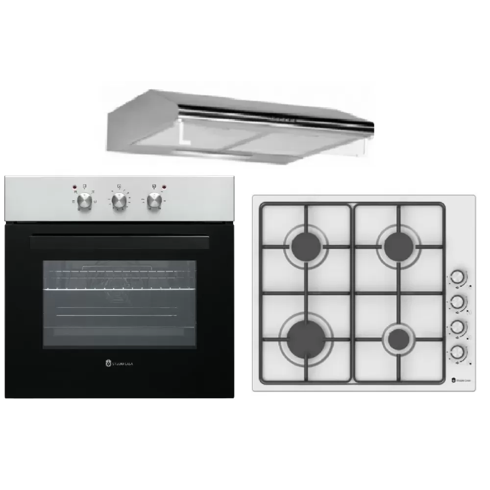 Pachete Incorporabile - Pachet incorporabil, Cuptor electric 65 L, grill, ventilatie, clasa A, timer, Plita pe gaz, inox, aprindere electrica, 60 cm, Hota clasica inox, 2 motoare, 60 cm, Studio Casa Roma Clasic