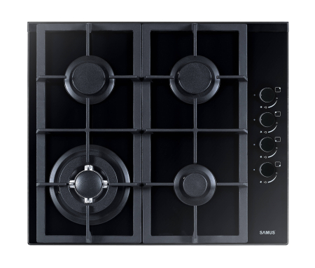 Pachet incorporabil, Cuptor electric, 75 litri, putere 2000 W, 5 functii, ventilator, display digital, clasa A, Plita sticla neagra, 58 cm, 4 arzatoare, gratare fonta, aprindere eletrica, SAMUS [5]