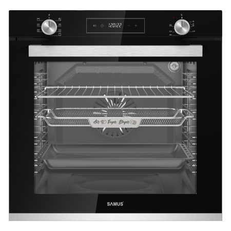 Pachet incorporabil, Cuptor electric, 80 litri, 7 functii, convectie, putere 2500 W, ventilator, grill, timer, clasa A, Plita sticla, 4 arzatoare, gratare fonta, aprindere electrica, SAMUS [1]