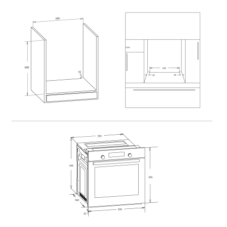 Pachet incorporabil, Cuptor electric, 80 litri, 8 functii, convectie 3D, putere 2500 W, ventilator, grill, timer, clasa A, Plita incorporabila vitroceramica, 4 zone de gatit, touch, 9 trepte, SAMUS [8]