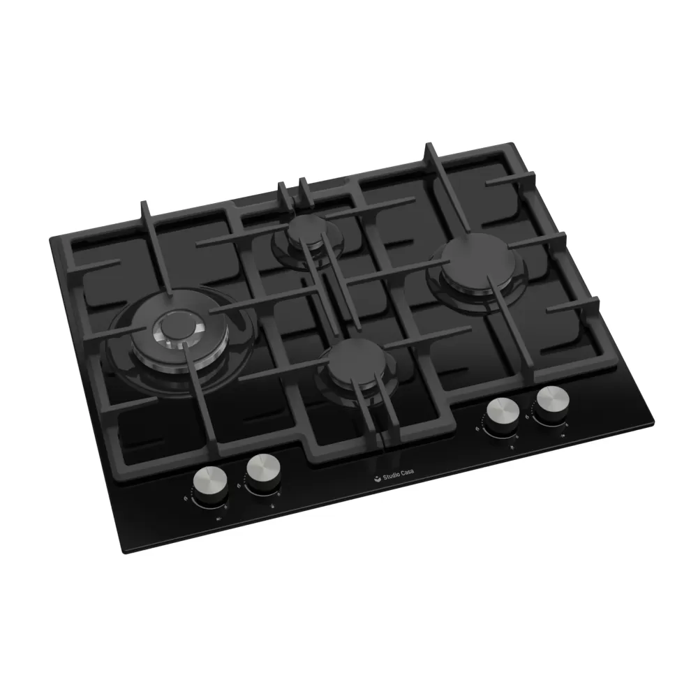 Pachet incorporabil, Cuptor electric negru, 81L, 10 functii, Plita sticla neagra 70cm, 4 arzatoare, Hota decorativa sticla neagra/inox, touch screen, Studio Casa Lean Bellagio [4]