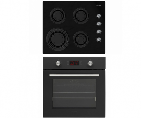 Pachete Incorporabile - Pachet incorporabil FRAM, cuptor electric 69L, 9 programe, ventilator + plita sticla 4 ochiuri aprindere electrica, gratare din fonta