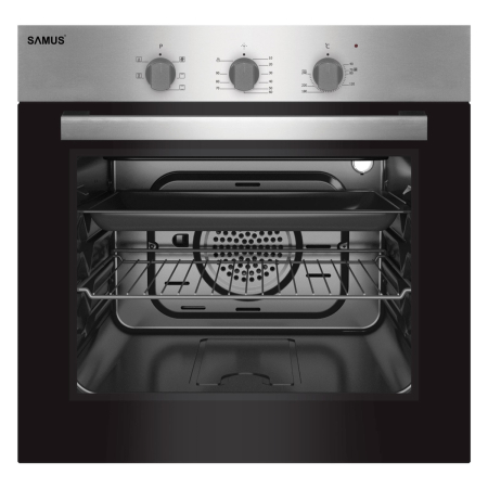 Pachet incorporabil Inox, Cuptor electric, 56 Lt, putere 2200W, 60 cm, 5 functii, ventilator, Plita incorporabila inox, 4 arzatoare, 58 cm, Hota telescopica inox, 1 motor, 60 cm, SAMUS [1]