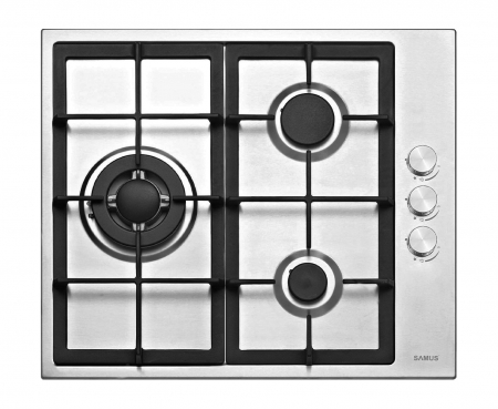 Aragazuri & Plite - Plita incorporabila pe gaz, 3 arzatoare, INOX, gratare din fonta, aprindere electrica, Samus