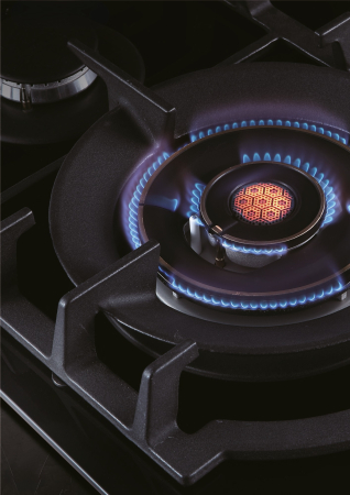 Plita incorporabila, 4 arzatoare, arzator WOK tip fagure, aprindere electrica, kit GPL, valva siguranta, sticla neagra, PYRAMIS [3]