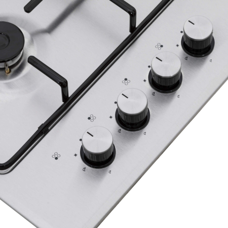 Plita incorporabila, 4 arzatoare gaz, aprindere electrica, gratare email, Inox, NOBELTEK [4]