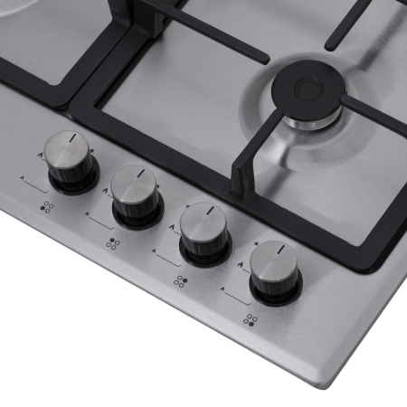 Plita incorporabila, 4 arzatoare gaz, aprindere electrica, gratare fonta, Inox, NOBELTEK [4]