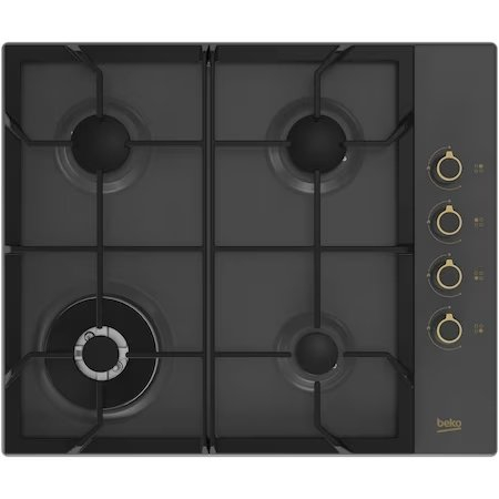 Plite pe gaz - Plita incorporabila, 4 arzatoare gaz, aprindere electrica, oprire automata, Antracit, BEKO