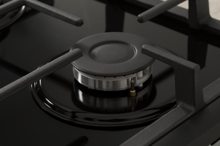 Plita incorporabila, 4 arzatoare gaz, sticla neagra, aprindere electrica, gratare fonta, negru, NOBELTEK [6]