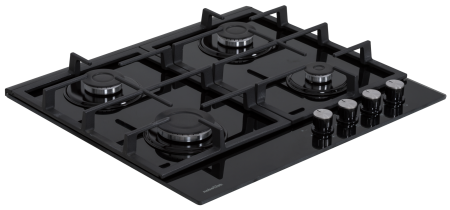 Plita incorporabila, 4 arzatoare gaz, sticla neagra, aprindere electrica, gratare fonta, negru, NOBELTEK [4]