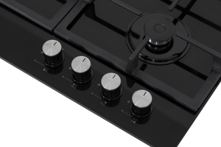 Plita incorporabila, 4 arzatoare gaz, sticla neagra, aprindere electrica, gratare fonta, negru, NOBELTEK [5]