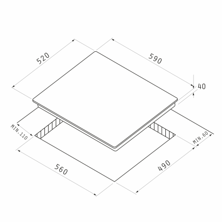 Plita incorporabila, 4 arzatoare, gratare fonta, sticla negru mat, aprindere electrica, kit GPL, PYRAMIS [3]
