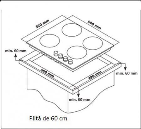 Plita incorporabila din INOX, 4 arzatoare, aprindere electrica, gratare din fonta, 2 in 1, GPL / Gaz Natural, Heinner [1]