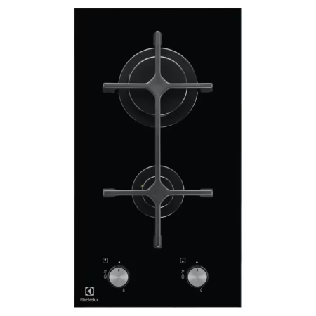Casa & Gradina - Plită incorporabilă Electrolux EGC3322NVK Domino, Gaz pe Sticlă, 2 Arzătoare, 3,9 kW, Aprindere Electrică, Grătar Fontă, Siguranță Gaz, 29 cm, Negru.