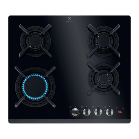 Plite pe gaz - Plită incorporabilă Electrolux KGG643753K, Gaz pe Sticlă, 4 Arzătoare, WOK, 60 cm, Negru Plita incorporabilă Electrolux KGG643753K combină eleganța suprafeței din sticlă neagră cu performanța celor 4