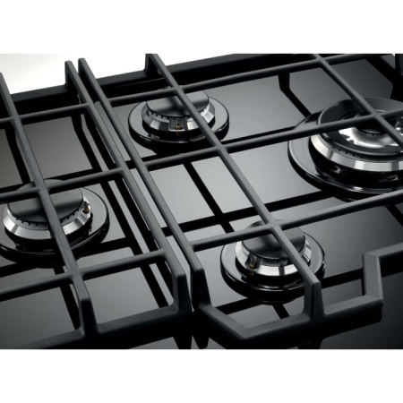 Plită incorporabilă Electrolux KGG6456K, Gaz pe Sticlă, 4 Arzătoare, WOK 4 kW, Speed Burner, Aprindere Electrică, Grătare Fontă, 60 cm, Negru. [2]