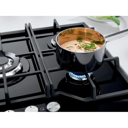 Plită incorporabilă Electrolux KGG6456K, Gaz pe Sticlă, 4 Arzătoare, WOK 4 kW, Speed Burner, Aprindere Electrică, Grătare Fontă, 60 cm, Negru. [4]