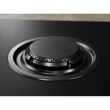 Plită incorporabilă Electrolux KGG753723L, Gaz pe Sticlă, 5 Zone, WOK, StepPower 9 Trepte, Flacără Verticală, Grătare Fontă, 75 cm, Negru Mat. [1]