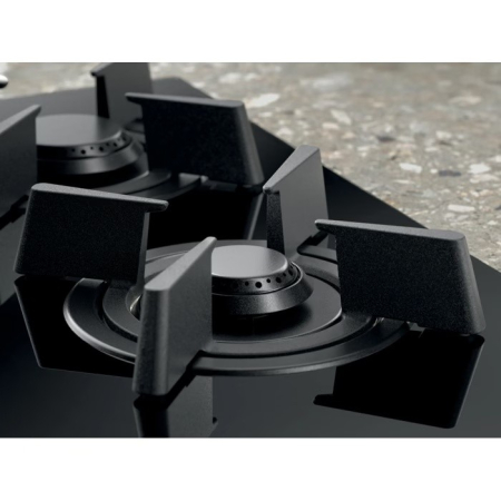 Plită incorporabilă Electrolux KGG753753K, Gaz pe Sticlă, 5 Arzătoare, WOK, FlameLight, StepPower, Hob2Hood, Timer, Grătare Fontă, 75 cm, Negru. [2]