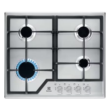 Plite pe gaz - Plită incorporabilă Electrolux KGS6426SX, Gaz, 4 Arzătoare Speed Burner, 7,65 kW, Aprindere Electrică, Grătare Fontă, Siguranță Gaz, 60 cm, Inox.