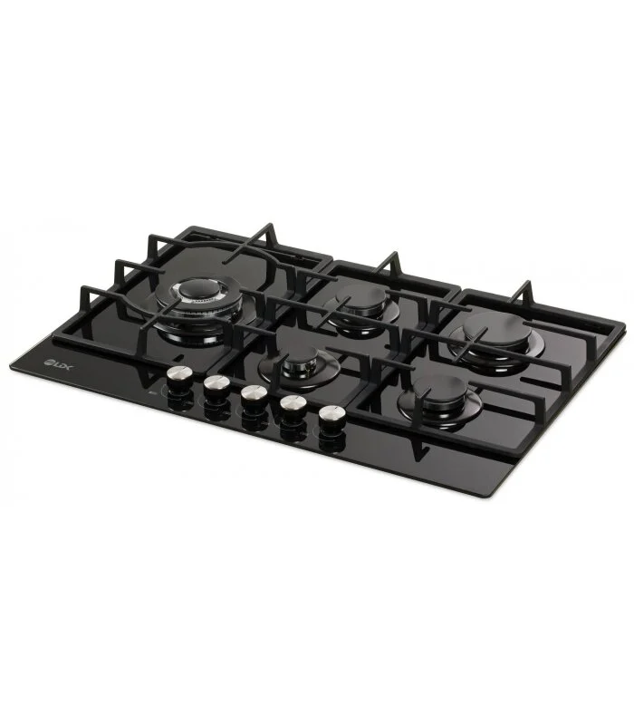 Plită incorporabilă LDK Granada WOK JZ5BK75, Gaz, 5 Arzătoare, WOK 3,3 kW, Aprindere Electrică, Grătare Fontă, Siguranță Flacără, 75 cm, Negru. [1]