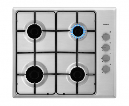 Plite pe gaz - Plita incorporabila pe gaz, 4 arzatoare, aprindere electrica, INOX, Samus