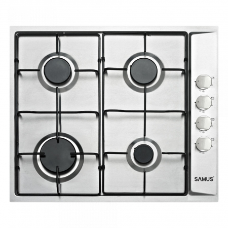 Plite pe gaz - Plita incorporabila pe gaz, 4 arzatoare, aprindere electrica, INOX, Samus