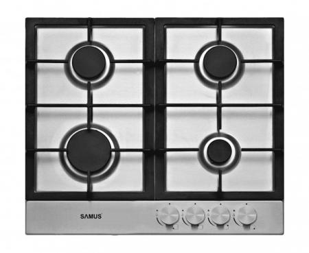Aragazuri & Plite - Plita incorporabila pe gaz, 4 arzatoare, gratar fonta, aprindere electrica, INOX, Samus PSG-64SX3