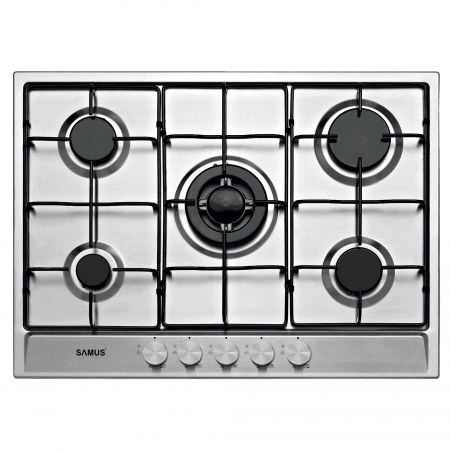 Aragazuri & Plite - Plita incorporabila pe gaz, 5 arzatoare, INOX, aprindere electrica, arzator Wok, Samus