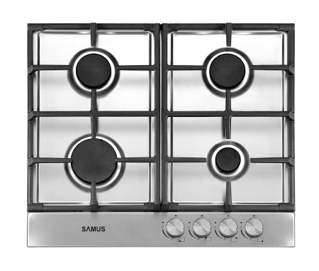Aragazuri & Plite - Plita incorporabila pe gaz, aprindere electrica, 4 arzatoare, INOX, butoane aluminiu, Samus