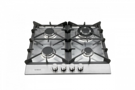 Plita incorporabila pe gaz, aprindere electrica, 4 arzatoare, INOX, gratar fonta, Samus [1]