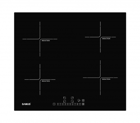 Plite pe inductie - Plita incorporabila pe inductie, 4 zone, 60cm, 7000W, 9 trepte, Samus