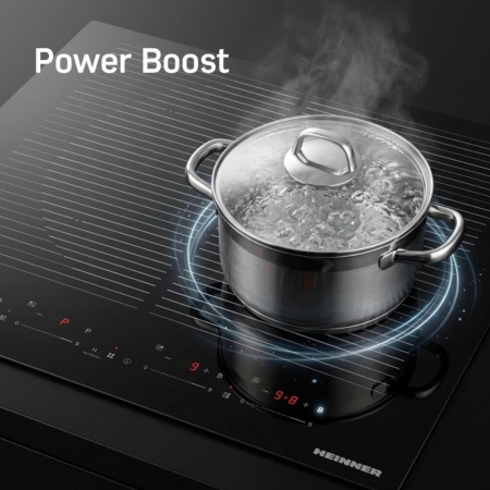 Plita incorporabila pe inductie, control touch, boost, 4 zone de gatit, slim, 7400W, Negru, HEINNER [8]