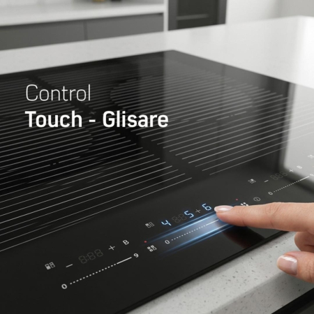 Plita incorporabila pe inductie, control touch, boost, 4 zone de gatit, slim, 7400W, Negru, HEINNER [6]