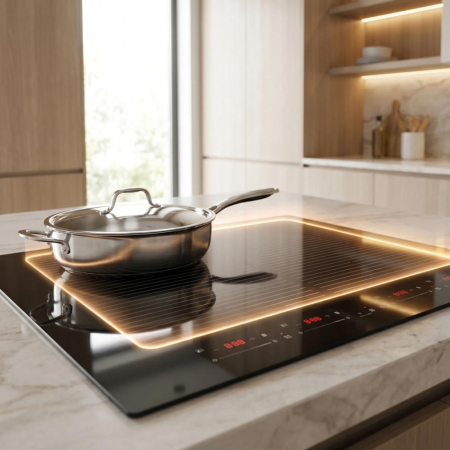 Plita incorporabila pe inductie, control touch, boost, 4 zone de gatit, slim, 7400W, Negru, HEINNER [7]