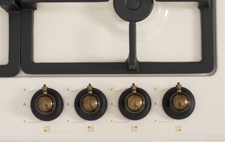 Plita incorporabila, rustica, 4 arzatoare gaz, aprindere electrica, gratare fonta, crem, NOBELTEK [3]