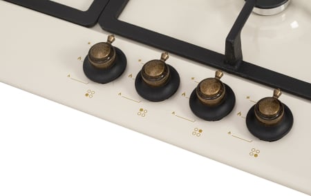 Plita incorporabila, rustica, 4 arzatoare gaz, aprindere electrica, gratare fonta, crem, NOBELTEK [2]