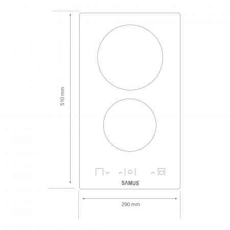 Plita incorporabila vitroceramica, 2 zone de gatit, 3000W, 9 trepte, touch control, Samus [2]