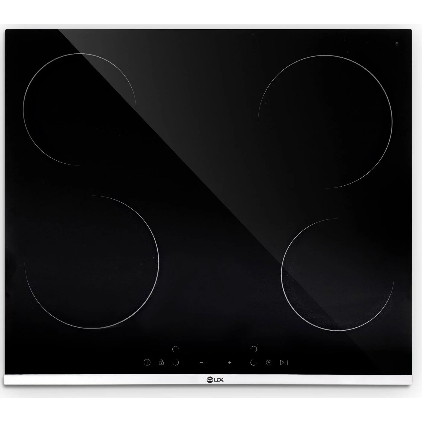 Plite vitroceramice - Plită incorporabilă vitroceramică LDK 4VBK, 4 Zone de Gătit, Control Touch, Timer, Blocare Acces, 60 cm, Sticlă Neagră.