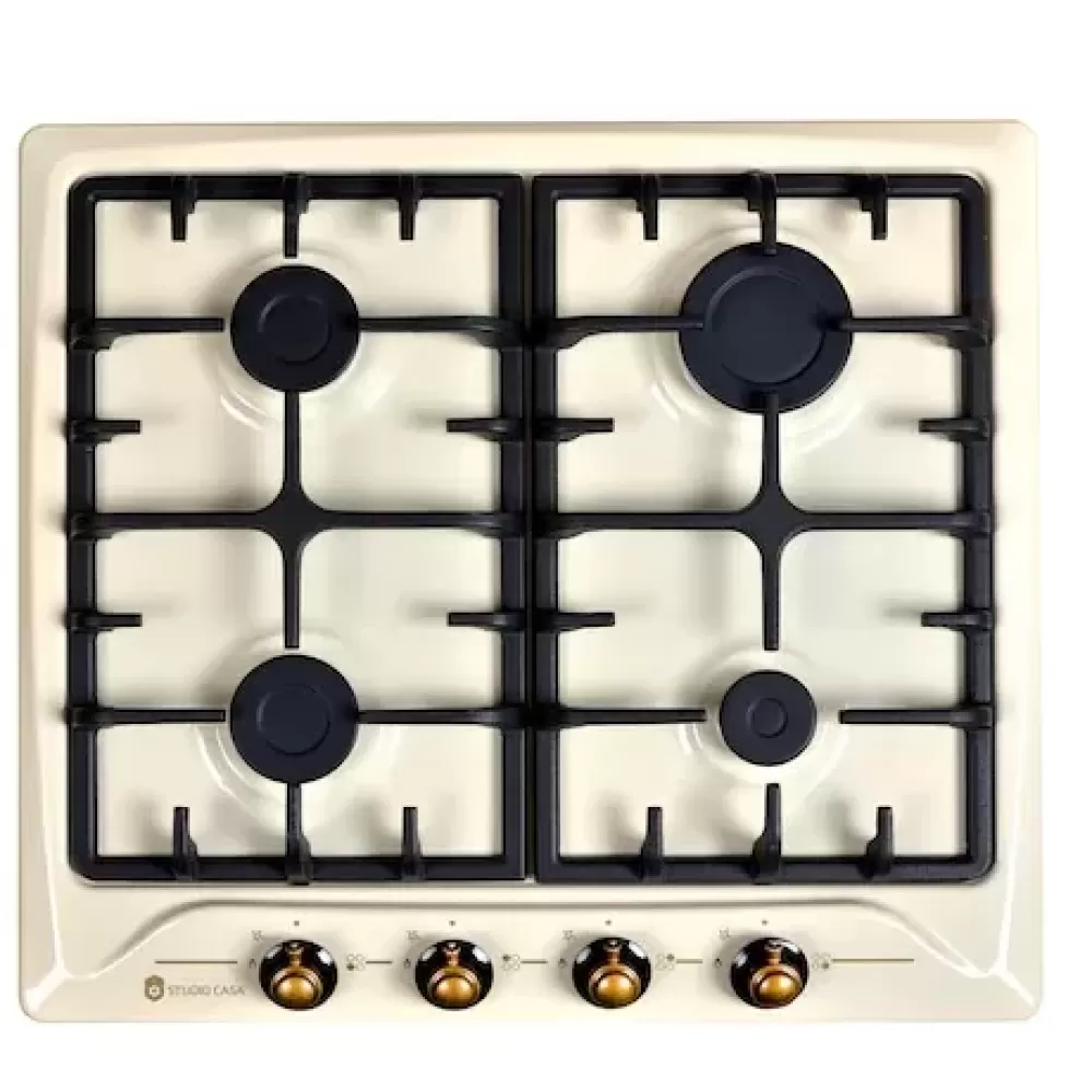Casa & Gradina - Plita rustica pe gaz, incorporabila, 4 arzatoare, email, aprindere electrica, valva siguranta, Crem, Studio Casa PG660 Avena POSITANO