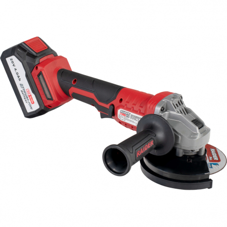 Polizor unghiular cu acumulator, 20V, 4Ah, 125mm, incarcare rapida (1h), Li-Ion, 11500 Rpm, Raider RDP-PBAG20 [1]