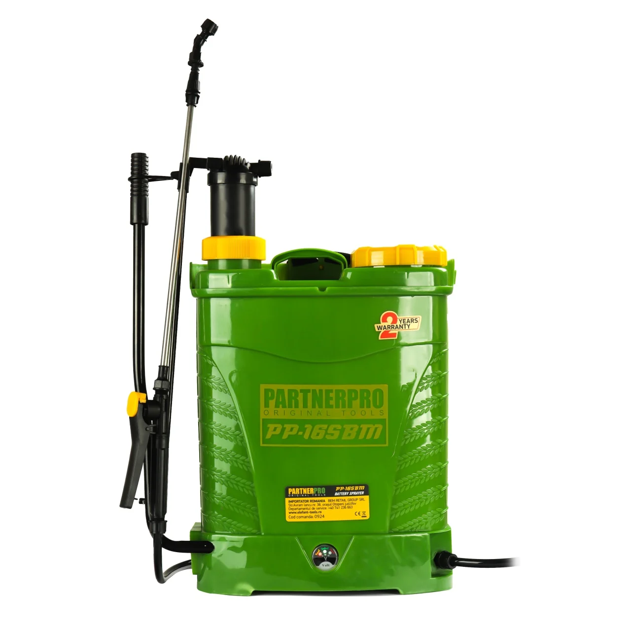 Casa & Gradina - Pompa de stropit 2 in 1, acumulator + manuala, capacitate 16 L, 12 V, 8 Ah, 620 m², lance Inox 82 cm, PARTNER PRO