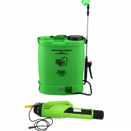 Pompe de stropit,vermorele - Pompa de stropit cu acumulator, 18L, 12V, 8Ah, 5.5 bar + atomizor electric, Micul Fermier