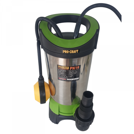 Pompe Submersibile - Pompa submersibila, apa murdara, plutitor, 1100W, 15000L/h, Inox, absorbtie 8m, 1" tol, 220V, Procraft PN19