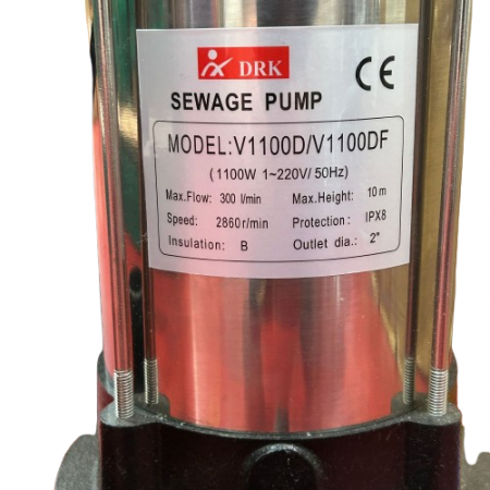 Pompa submersibila, apa murdara, tocator, plutitor, inox, 1100W, 2"toli, 300l/min, DRK V1100DF [1]