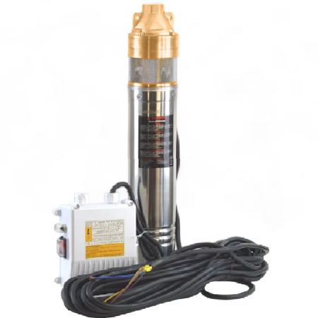 Pompe Submersibile - Pompa submersibila de adancime, apa curata, putere 1.5 KW, Inox, cablu 15m, absorbtie 70m, refulare 104m, panou de comanda, EVERPOWER