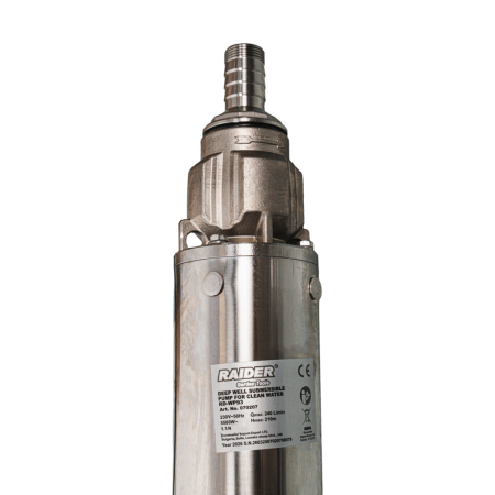 Pompa submersibila, trifazica, 480 V, 50 turbine, 5.5 KW, 1.1/2" inch, adancime 15m, 14.4 mc/h, refulare 210m, Inox, RAIDER [1]