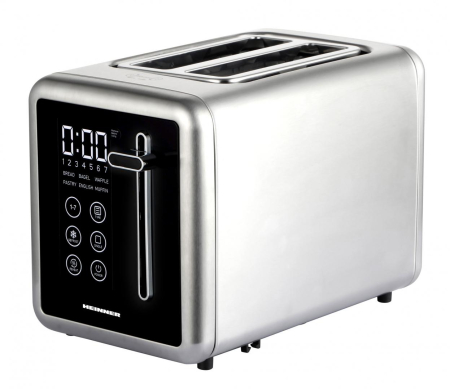 Prajitoare de paine - Prajitor de paine, capacitate 2 felii, decongelare, display digital, touch, 7 nivele rumenire, Inox, HEINNER