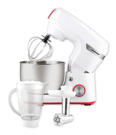 Roboti de bucatarie - Robot de bucatarie, putere 1000 W, bol inox 5.5 L, tel inox, accesoriu blender 1.5 L, 10 viteze + Pulse, accesoriu masina de tocat, HEINNER